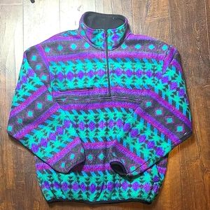 Vintage 1/4 Zip Oversized Geometric Fleece